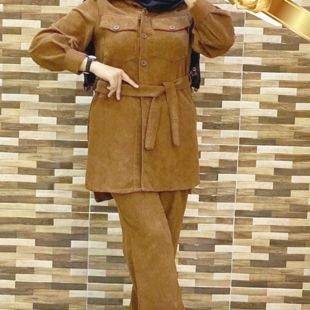مانتو و شلوار مخمل کبریتی