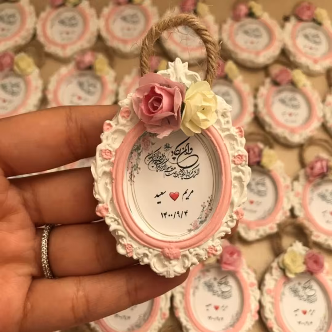 گیفت عروسی گچی دوگل کاغذی گیفت عقد 