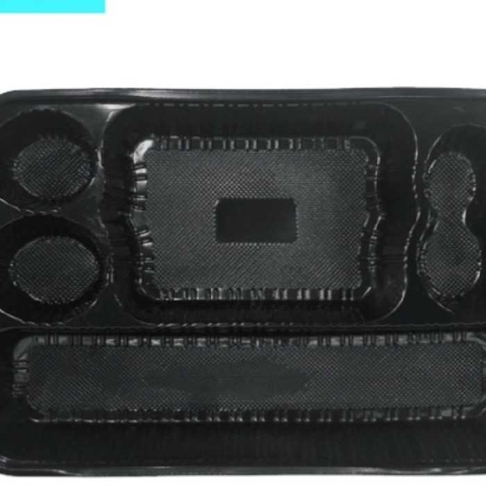 ظرف مشکی ماکروویوی یکبار مصرف کبابی با درب (بسته 100 تایی)