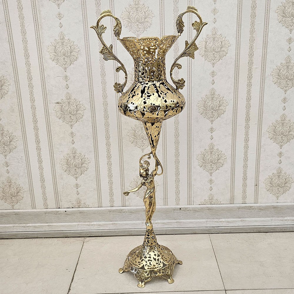 گلدان کنار سالنی برنزی مدل بانو انگوری کد 1711 ( گلدان کنارسالنی برنجی )