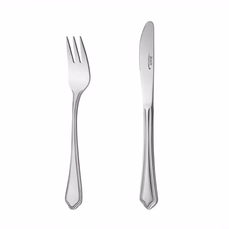 کارد و چنگال میوه خوری 6 نفره ناب استیل طرح ونیز استیل براق (12 پارچه)