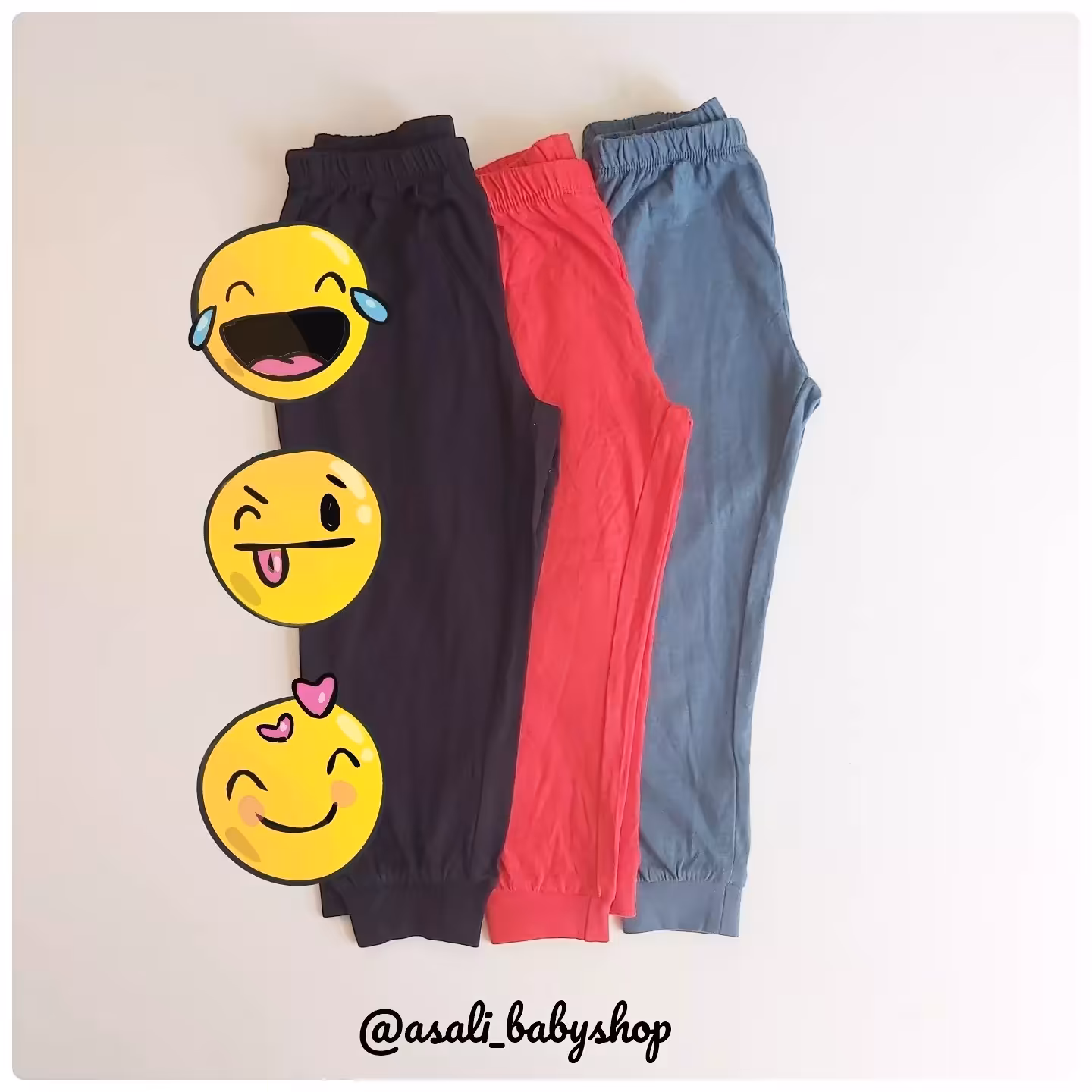 شلوار راحتی دخترانه و پسرانه لوپیلو در سه رنگ ابی و سرمه و قرمز سایز 1 تا 2 سال 2 تا 4 سال و 4 تا 6 سال