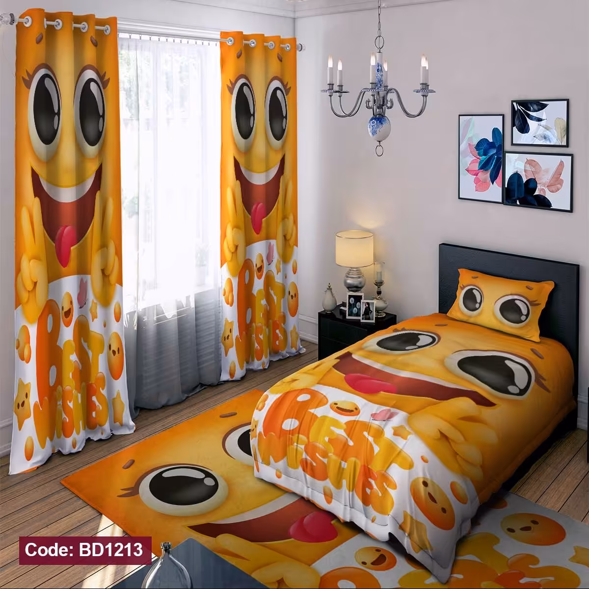 روتختی یک نفره 4 تکه طرح لبخند 1 نفره