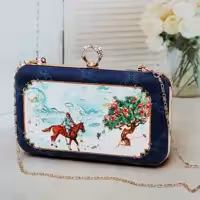 کیف کلاچ طرح چوگان آبی سلطنتی