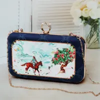کیف کلاچ طرح چوگان آبی سلطنتی