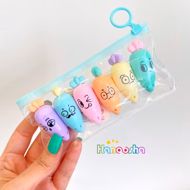 ماژیک هایلایتر طرح هویج ایموجی شش عددی