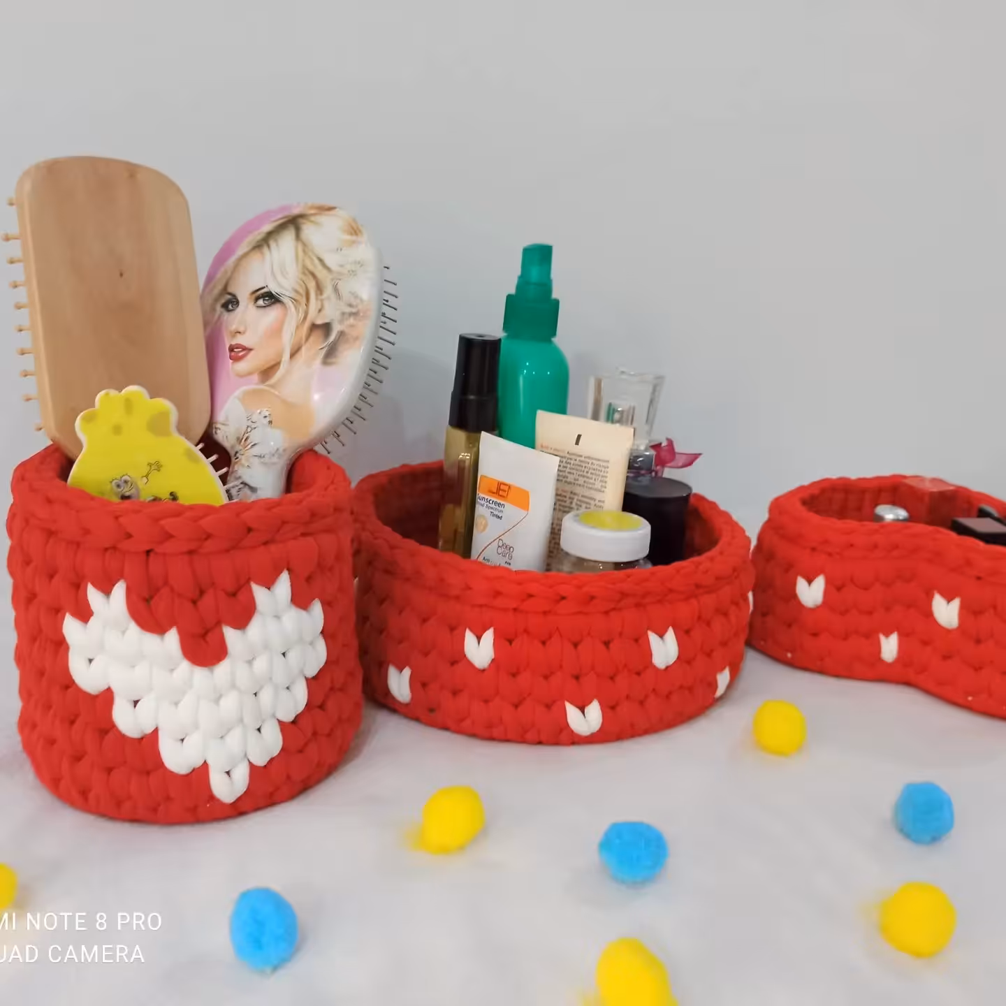 ست سبد تریکو آرایشی تریکو قلبی