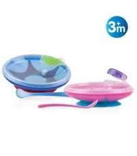 قاشق و بشقاب چسبانکی درب دار نوبی Nuby Warming Plate with Spoon