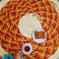 سفره حصیری زردونارنجی