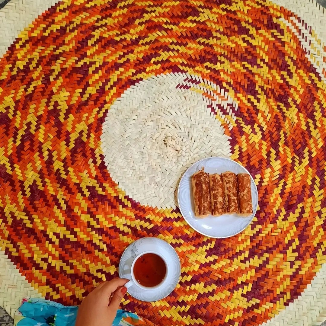 سفره حصیری زردونارنجی