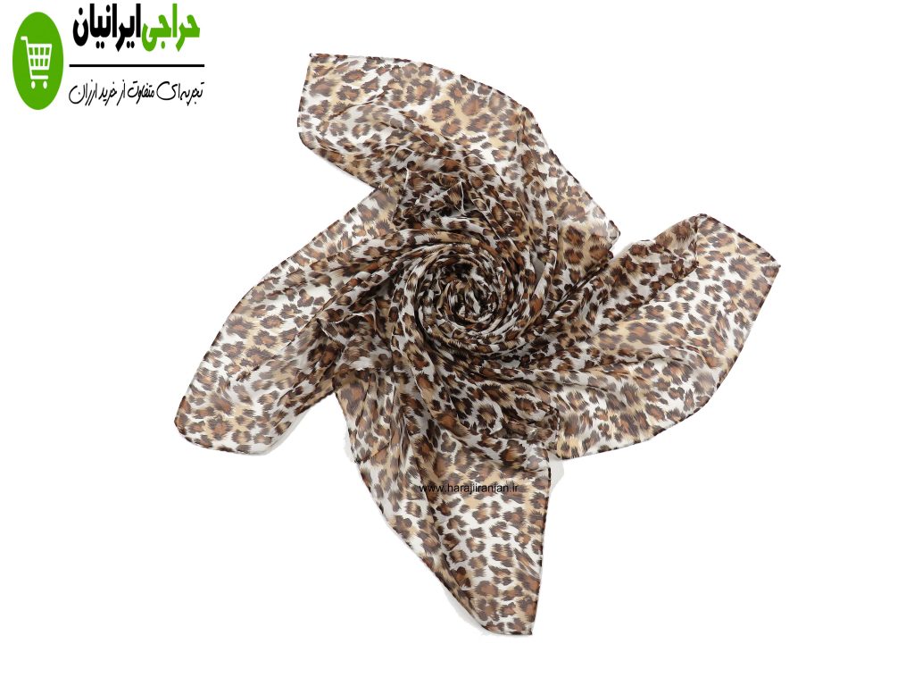روسری حریر دست دوز پلنگی 119