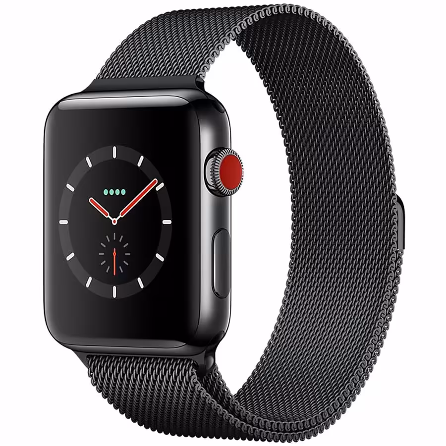 ساعت هوشمند اپل واچ سری 3 سلولار با بدنه استیل مشکی و بند Space Black Milanese Loop