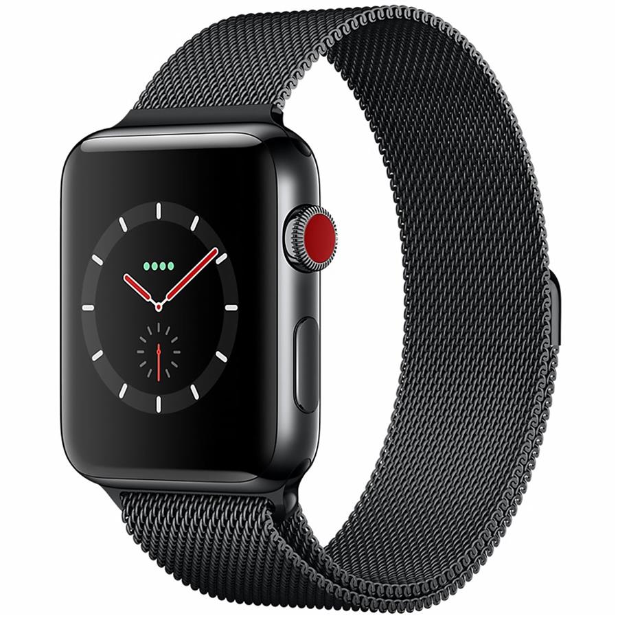 ساعت هوشمند اپل واچ سری 3 سلولار با بدنه استیل مشکی و بند Space Black Milanese Loop
