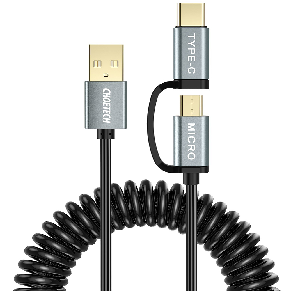 کابل CHOETECH چویتِک پورت USB-C و Micro USB طول 1.2 متری مدل XAC-0012 - Hiapple.ir
