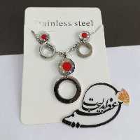 نیم ست  استیل رنگ ثابت درجه یک بسیار زیبا طرح دو دایره شیک و جذاب و باکیفیت با زنجیر 45 سانتی