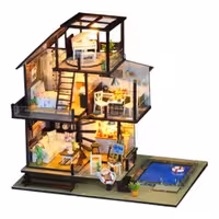 کیت خانه مینیاتوری ( عروسکی) ساختنی بسیار زیبادر 3 طبقه 