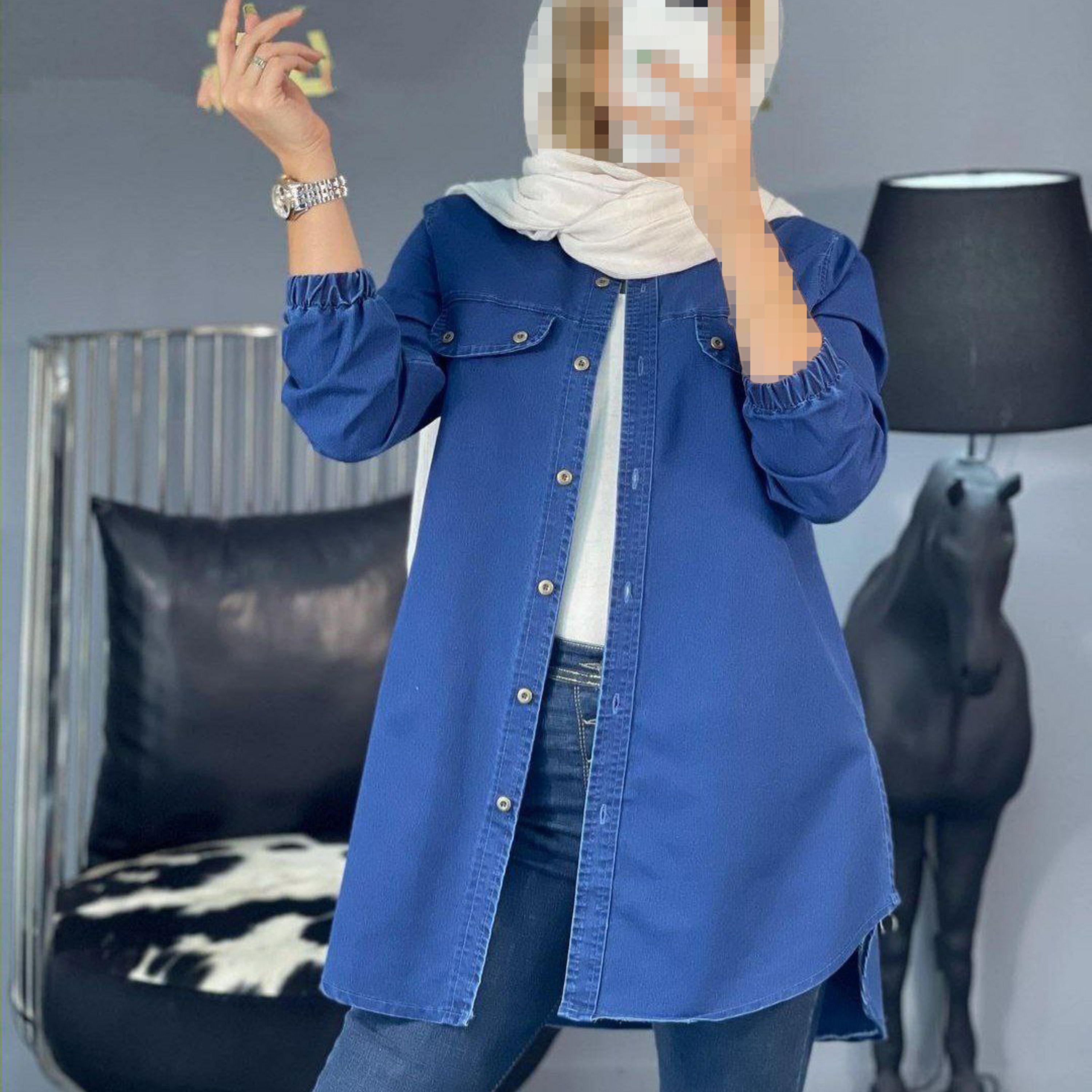 مانتو جین کاغذی بغل زیپ
