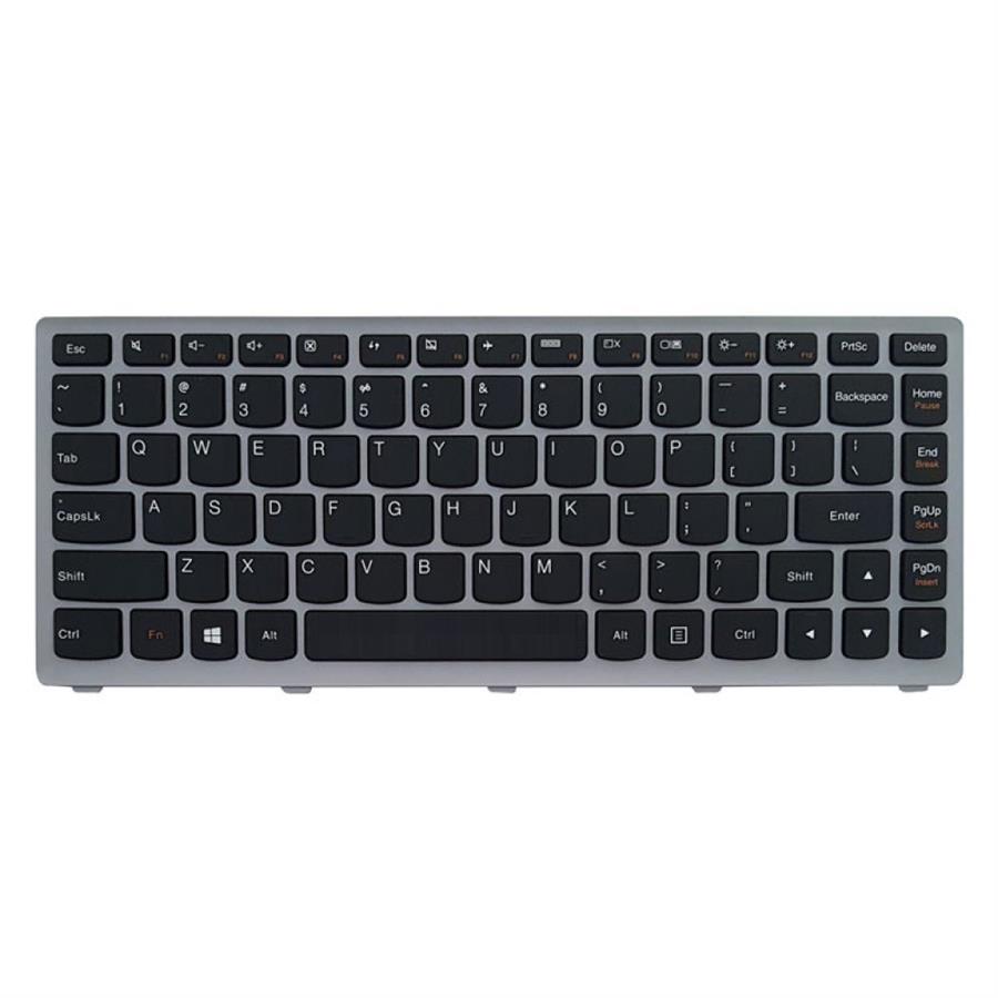 کیبورد لپ تاپ لنوو مدل IdeaPad Z400 مشکی با فریم نقره ای