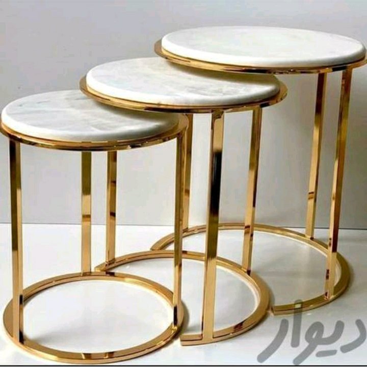 میز عسلی سه سایز طرح وستور طلایی و نقره رویه ام دی اف طرح سنگ