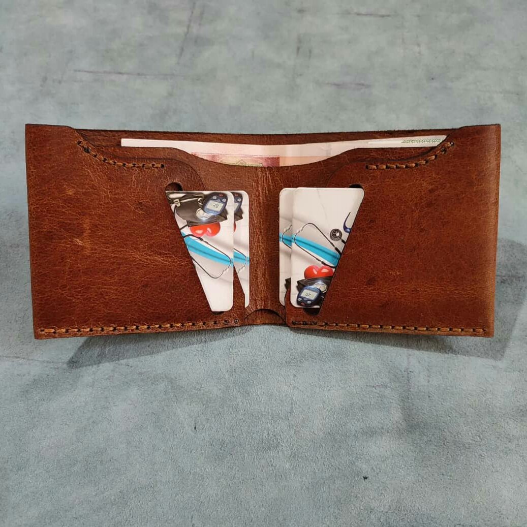 کیف پول مردانه چرم طبیعی دستدوز(4 عدد جاکارتی)