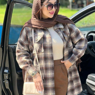 مانتو بافت پشمی چهارخانه دلبروجذاب مدل 200278