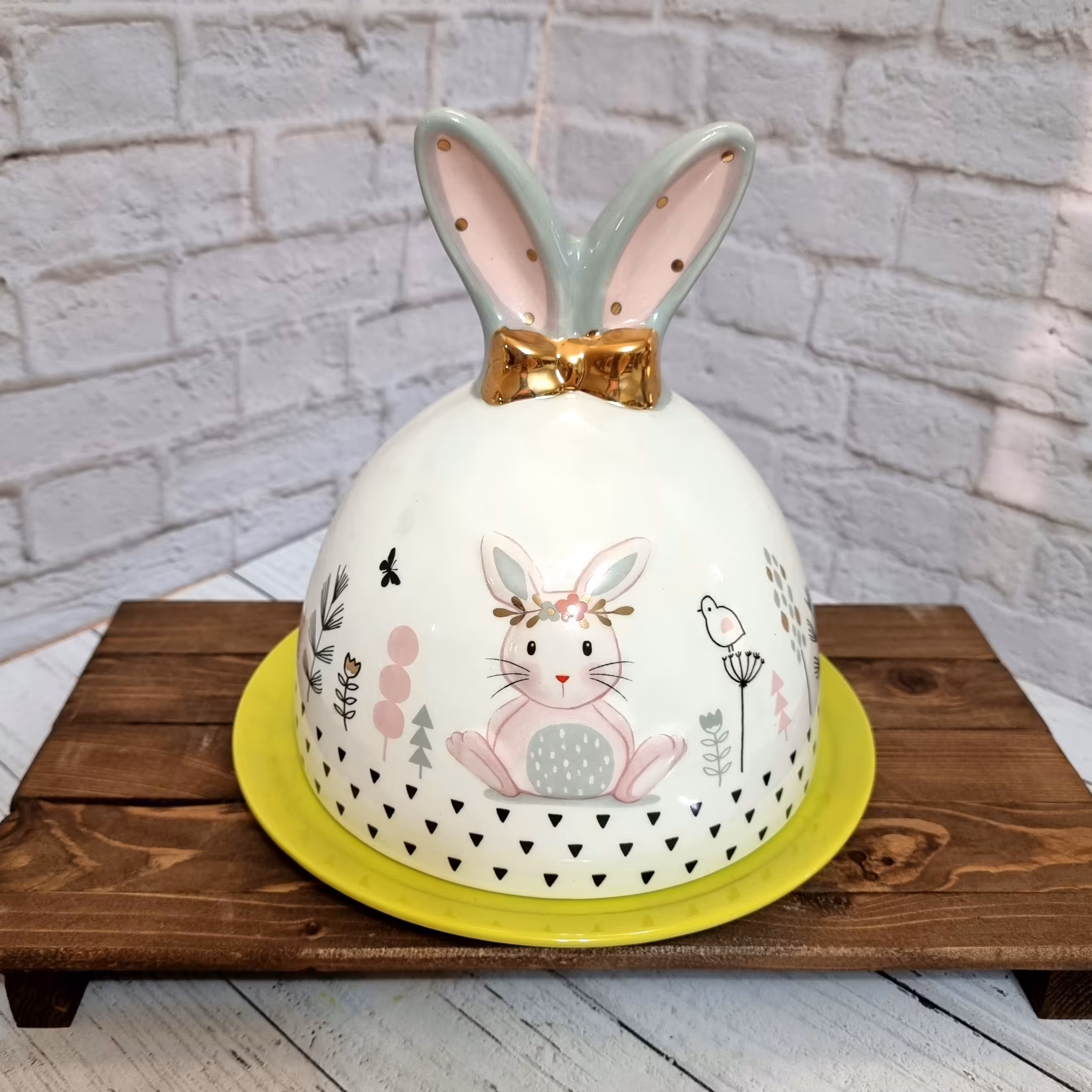 دیس کیک خوری درب دار سرامیکی انگلیش هوم طرح خرگوش