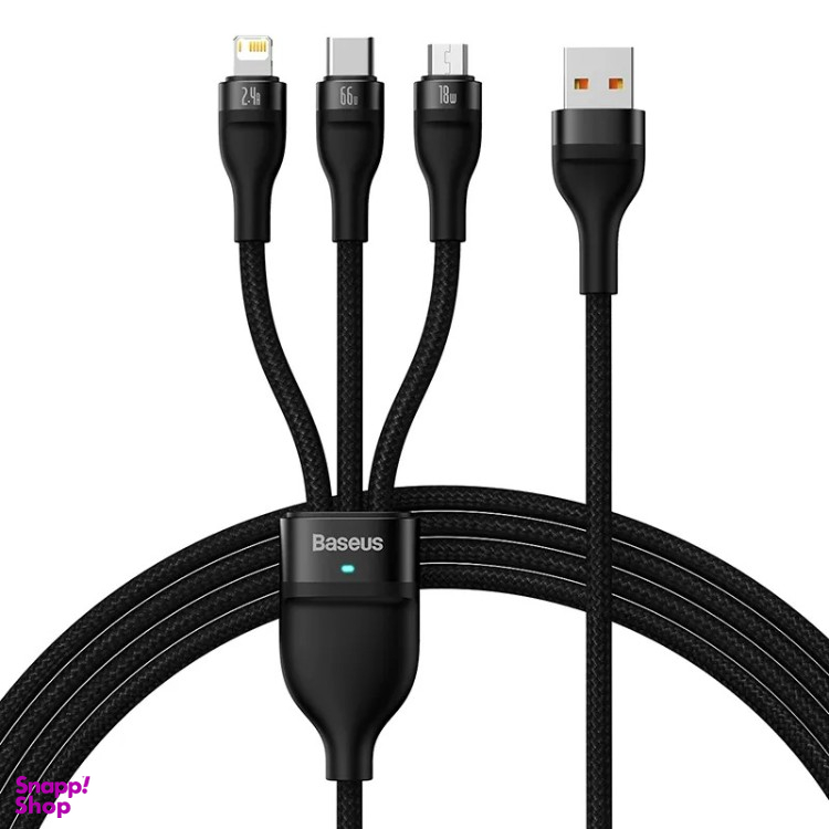 کابل دیتا 66 وات USB به MicroUSB/Type-C/Lightning باسئوس مدل CB0029 66W طول 1.2 متر