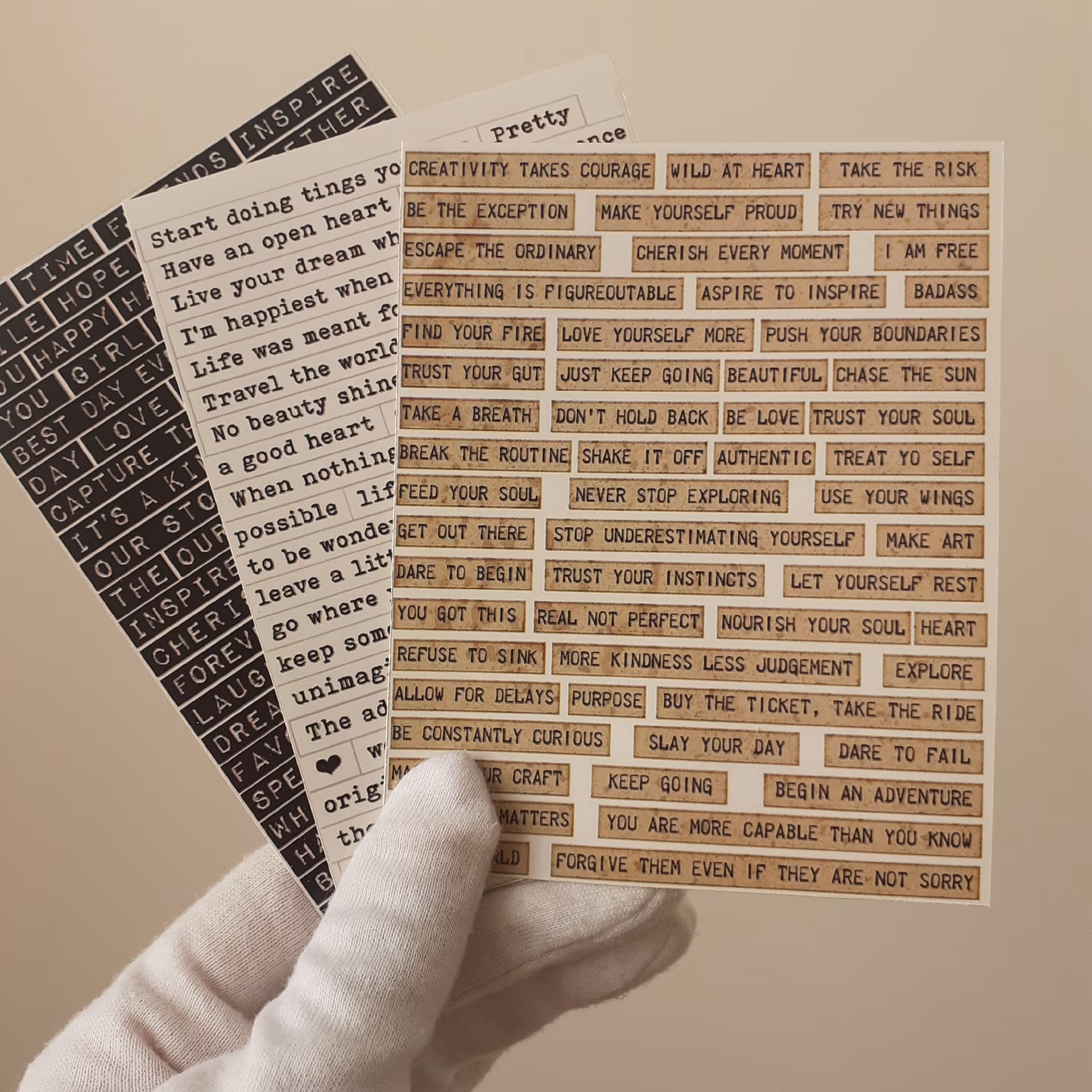 پک 3 عددی برچسب یا استیکر برش نخورده متن انگلیسی مناسب تزئین بولت ژورنال و اسکرپ بوک 