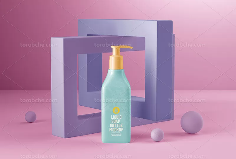 موکاپ بطری پمپی با کیفیت | گرافیک با طعم تربچه