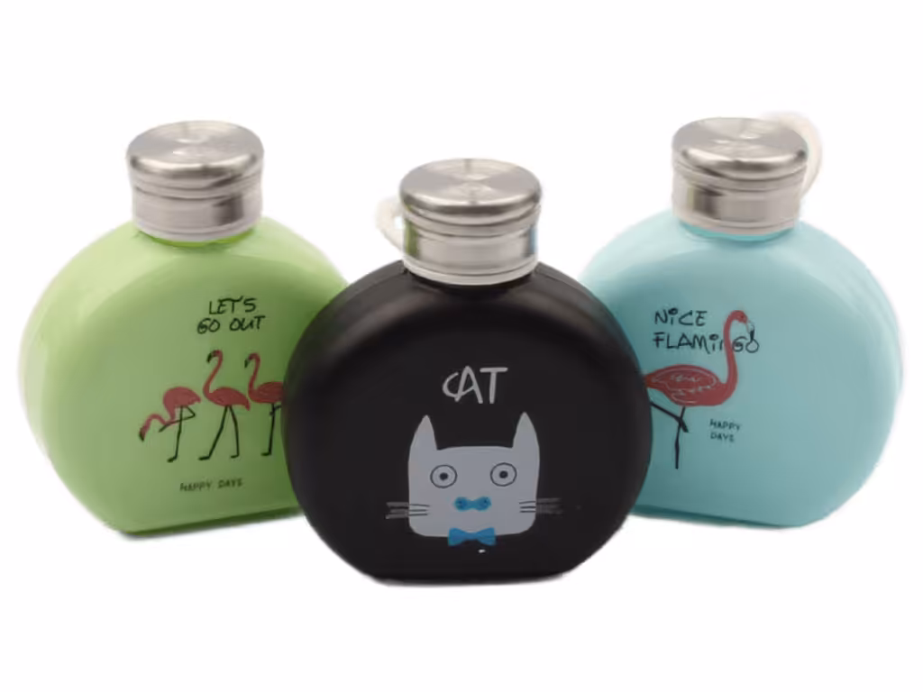 قمقمه شیشه ای (بدون نی/طرح حیوانات)