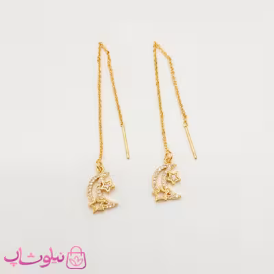 گوشواره بخیه ای YSX طرح ماه و ستاره طلایی کد 891