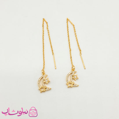گوشواره بخیه ای YSX طرح ماه و ستاره طلایی کد 891