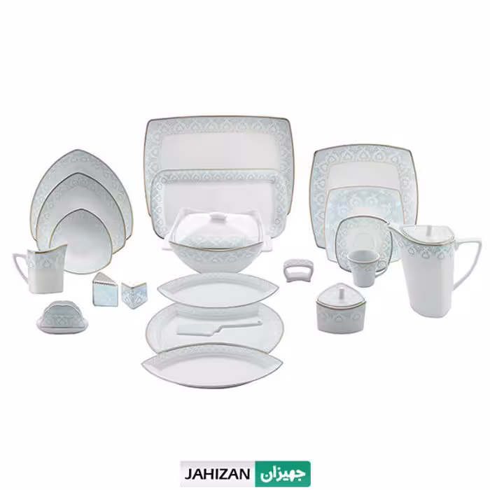 چینی پردیس 105پارچه طرح فرانک فیروزه ای سری پاریس