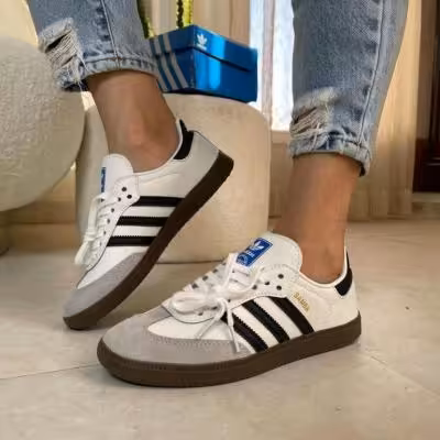 1001کتانی آدیداس مدل سامبا زنانه و مردانه رنگ سفید