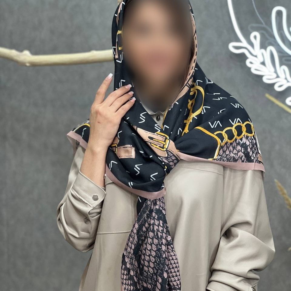 روسری زنانه رنگ مشکی و رنگی نخی سایز 140 دست دوز دخترانه