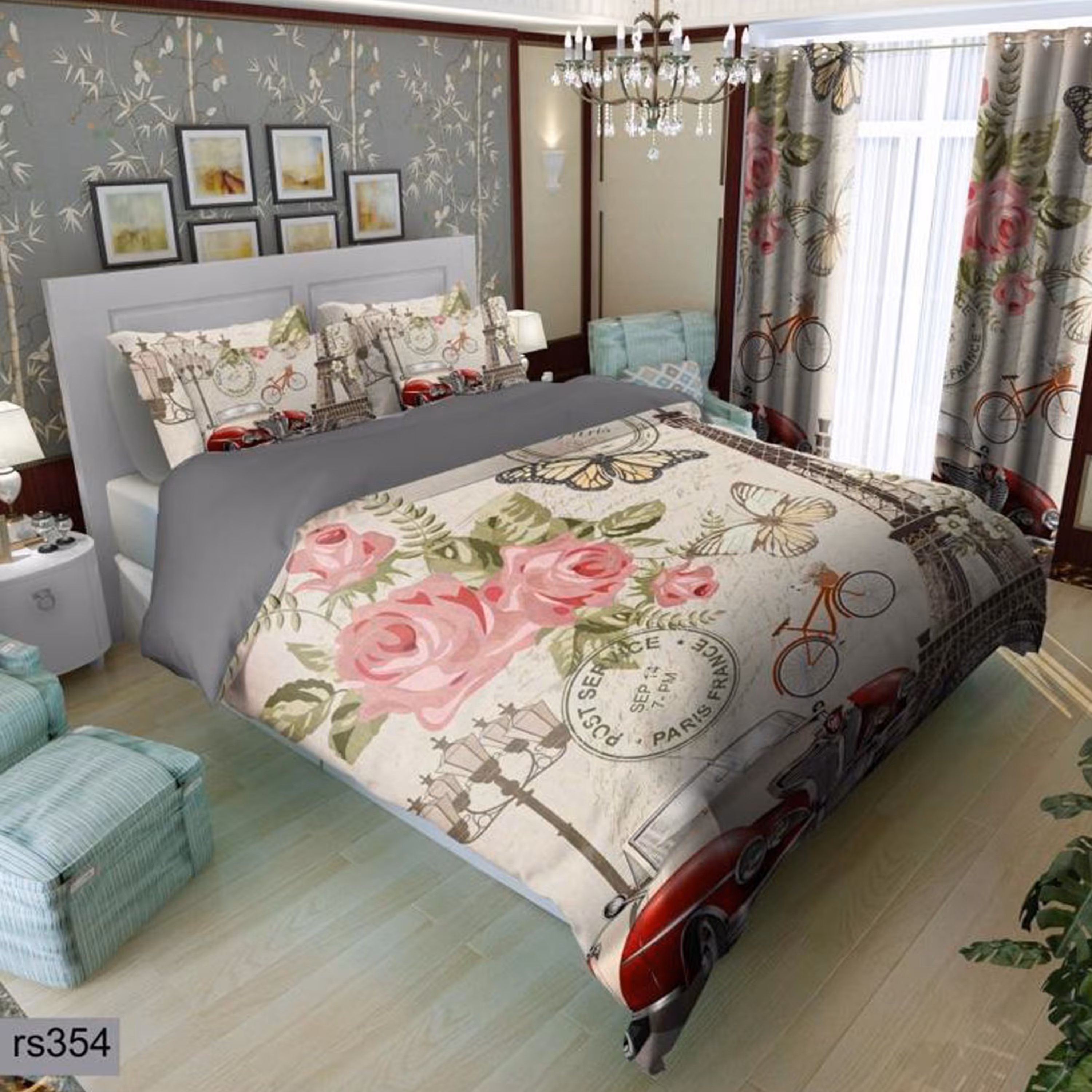 سرویس روتختی 1 نفره تنسل چاپی برندترک لند (Turk Land)  کد rs 354