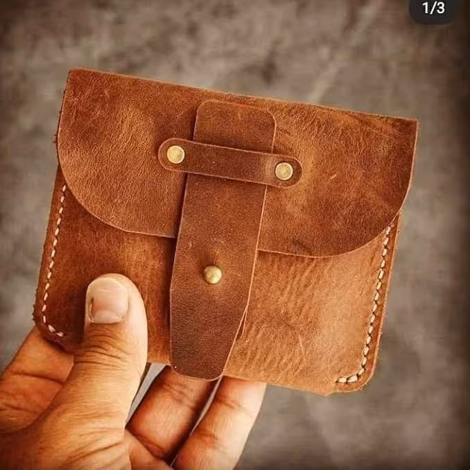 کیف پول و کارتی چرم طبیعی دست دوز 