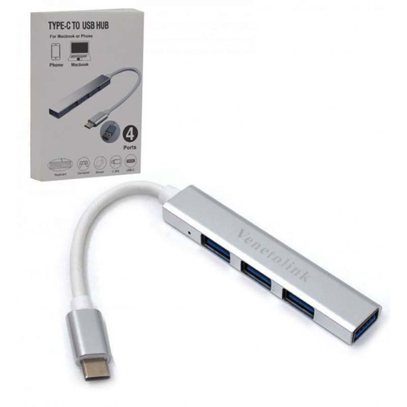 هاب 4 پورت Type-C to USB3.0 ونتولینک Venetolink 924A