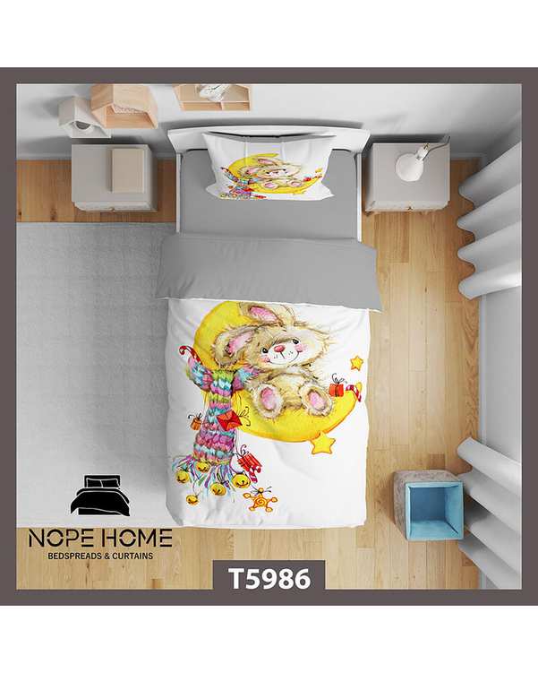 سرویس لحاف روتختی کودک یک نفره 5 تکه نوپه هوم Nopehome طرح خرگوش کد T5986