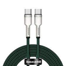 کابل شارژ سریع و انتقال داده تایپ سی به تایپ بیسوس Baseus Metal Data Cable 100W Type-C 2m سبز تیره