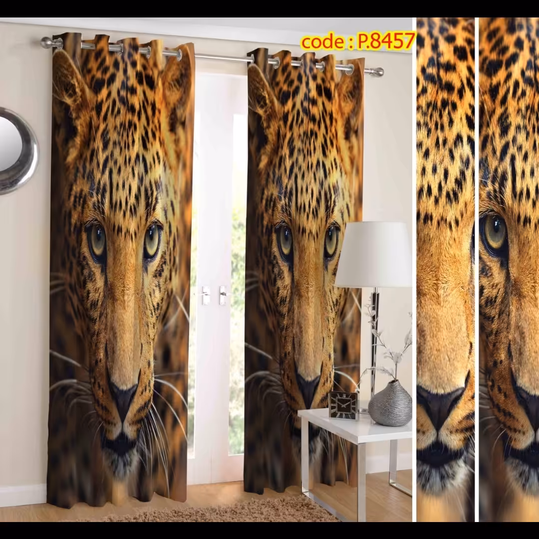 پرده اتاق خواب پسرانه دو قواره طرح حیوانات کد P8457