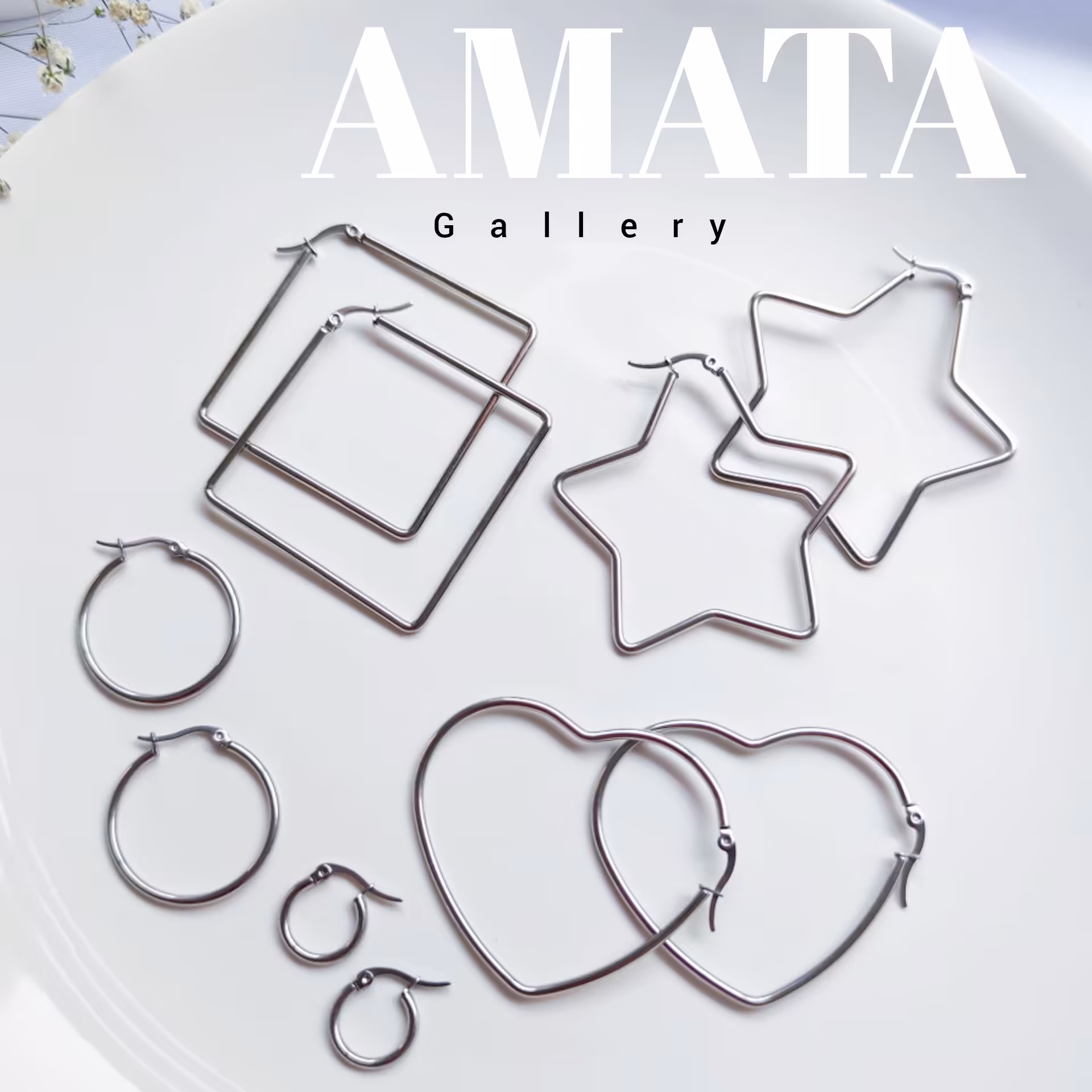 گوشواره هندسی استیل نقره ای