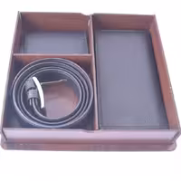 ست هدیه جا کارتی کیف پول و کمربند چرم  در رنگ مشکی 