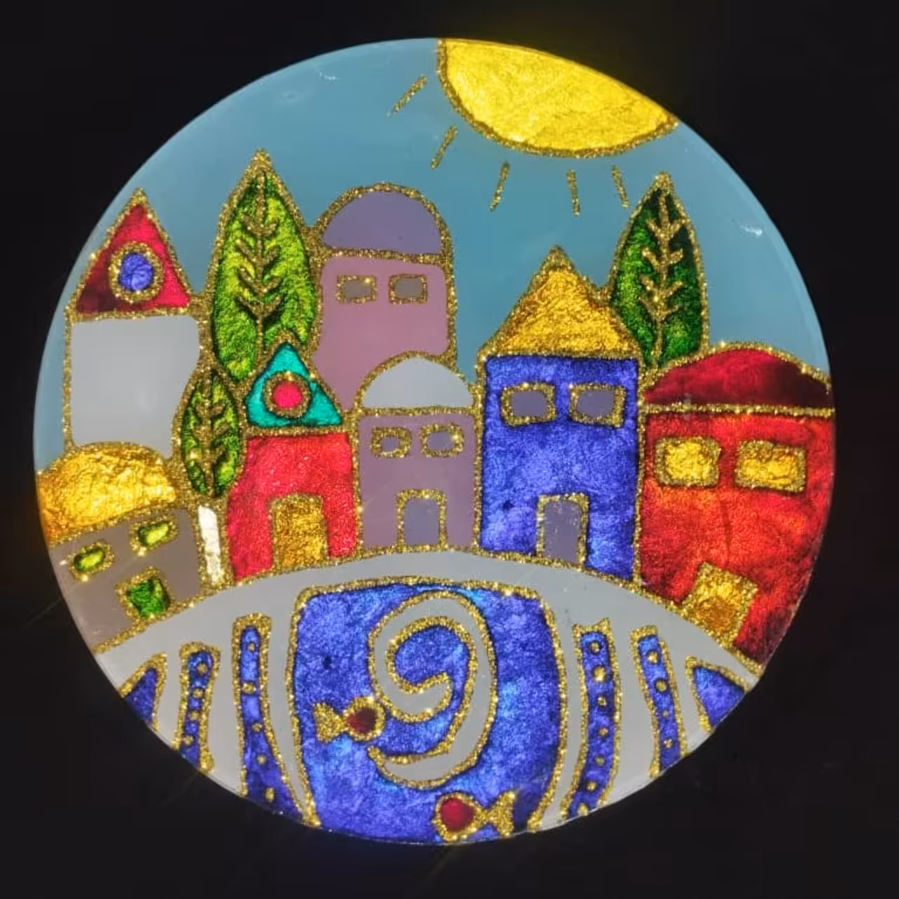 ویترای طرح خانه های رنگی 