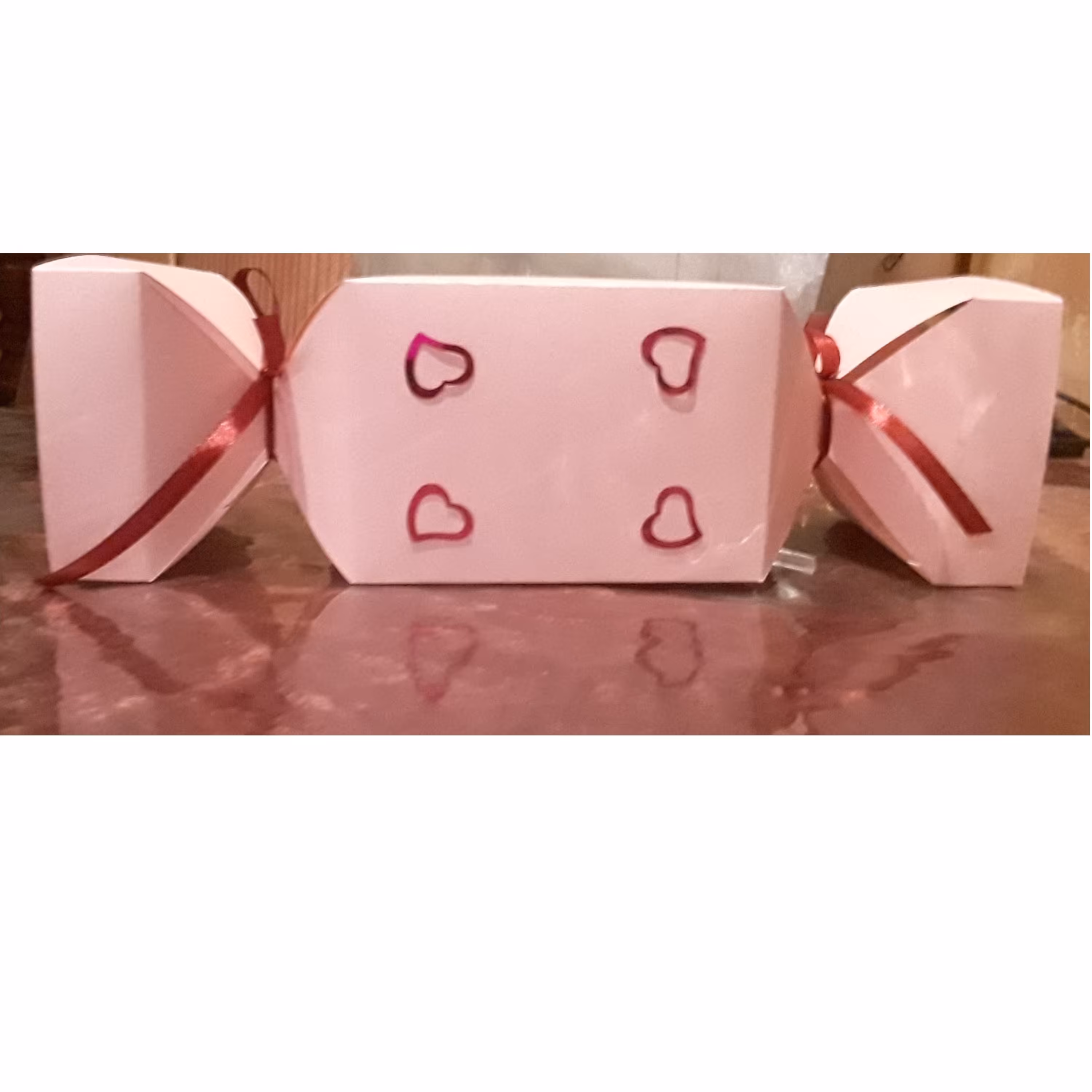 بسته 10 عددی جعبه کادو طرح شکلاتی سایز 3 رنگ صورتی