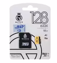 کارت حافظه microSDXC کوئین تک مدل 633X کلاس 10 استاندارد U3 سرعت 95MB/s به همراه آداپتور ظرفیت 128 گیگابایت