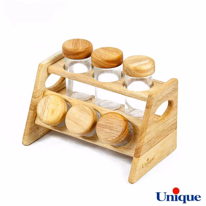 ست ادویه یونیک پایه دار چوبی 6 تایی 6121                       