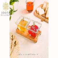 اردورخوری شیشه ای مربع استنددار دو خانه با درب اکرولیک لیمون