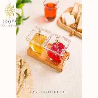 اردورخوری شیشه ای مربع استنددار دو خانه با درب اکرولیک لیمون