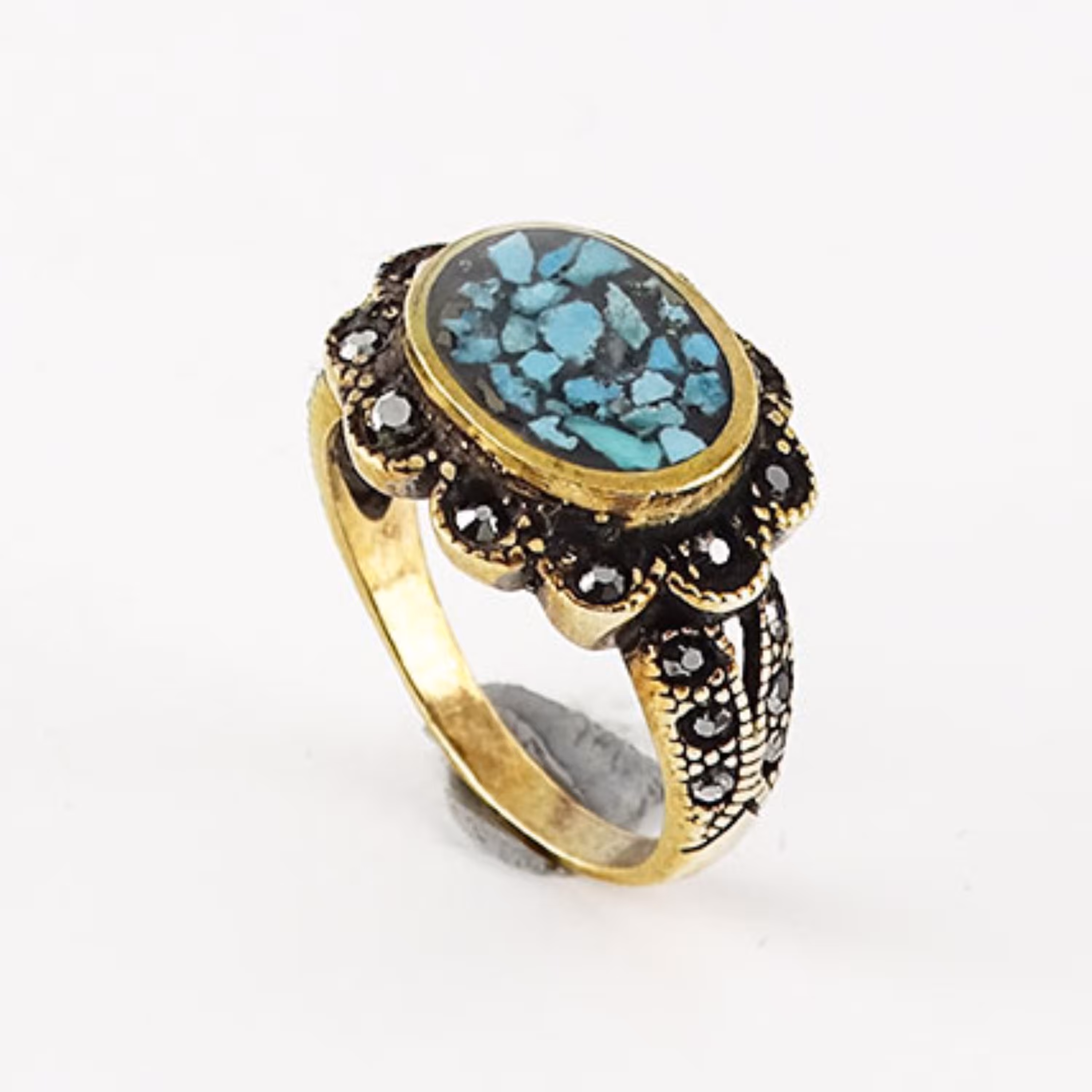 انگشتر فیروزه کوب طلا روسی ک 5